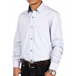 White Blue Lining Formal Shirt